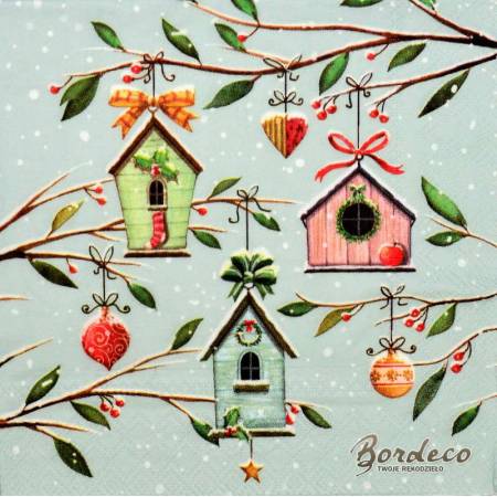 Serwetka do decoupage firmy AMBIENTE ptasie budki 33x33cm